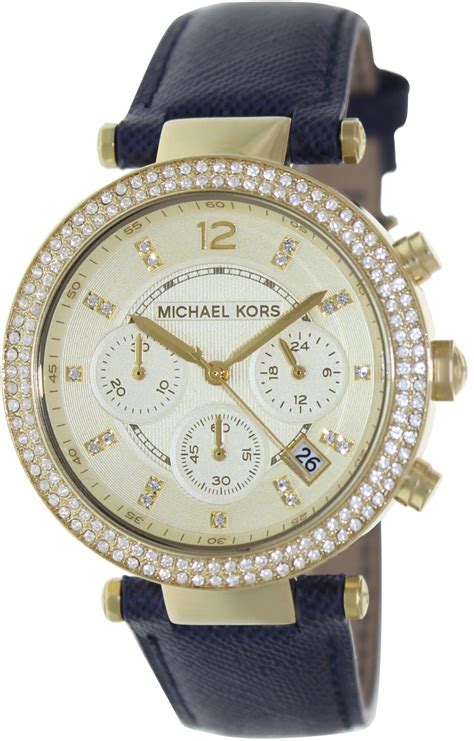 michael kors ladies parker chronograph watch mk2280|Michael Kors Women's Parker Chronograph Blue Leather Watch .